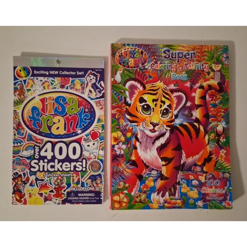 2 Lisa Frank: 1 Coloring & Activity Book 2014 & 1 Pack 400+ Stickers 2013 New